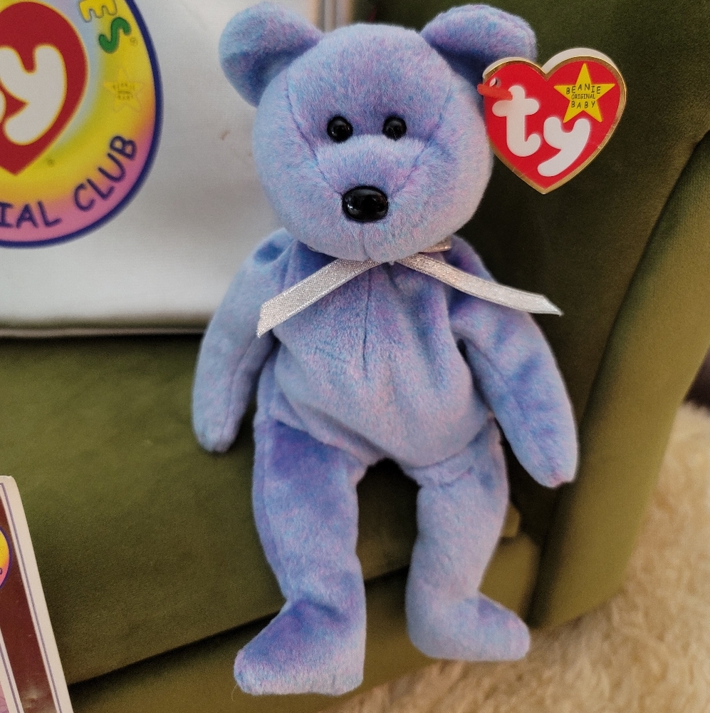 Ty Beanie Babies Platinum Edition Club Kit 9" Clubby II, Purple Bear With Tag - Picture 4 of 12